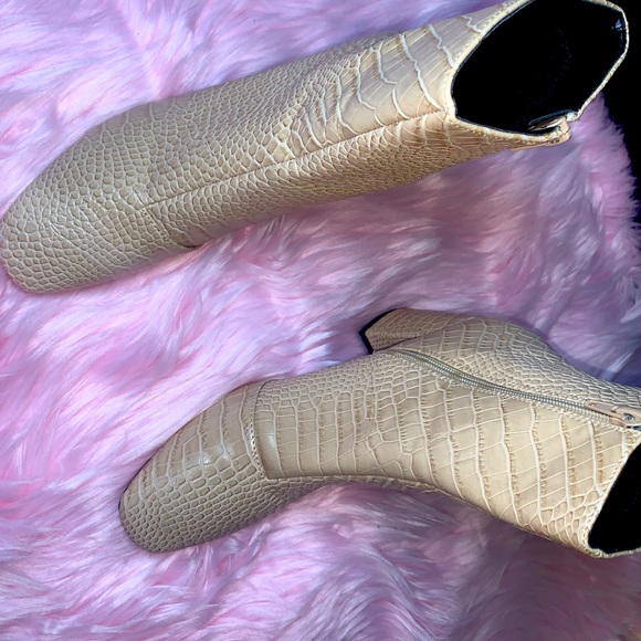 Nude Faux Croc Zipper Boot - Picture 13 of 14